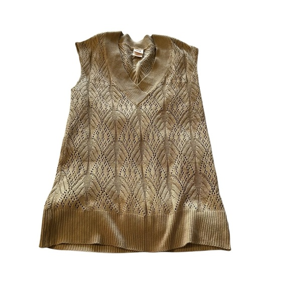 Fade Glory women's medium oversized knit tan sweater vest - Picture 1 of 4